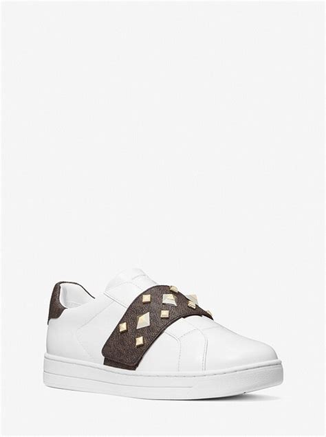 michael kors kenna chain leather sneakers|Kenna Logo and Studded Leather Sneaker .